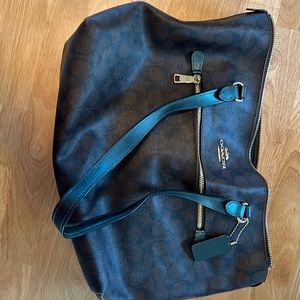 Genuine coach bag. Dark brown with dark green strap